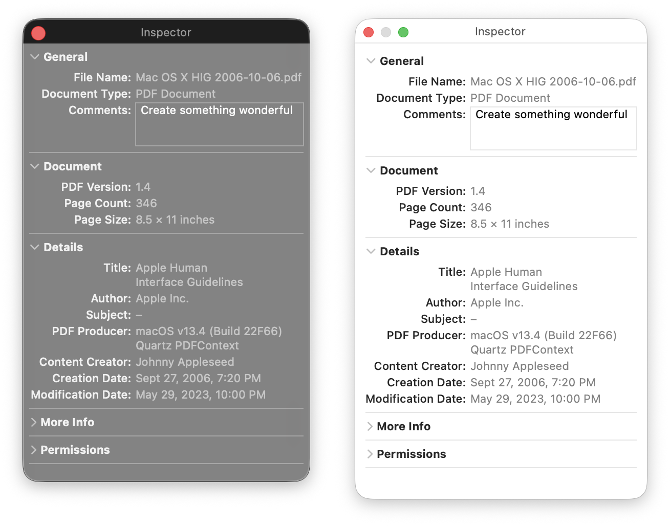 An Inspector panel using the HUD style & a standard panel.