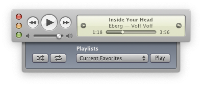 Music MiniPlayer showing the playlist drawer.