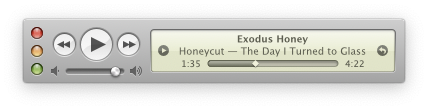 Music MiniPlayer playing "Exodus Honey" by Honeycut