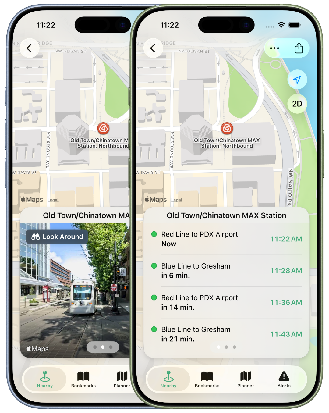 PDX Transit Arrival Times and Look Around for Old Tow/Chinatown MAX Station.