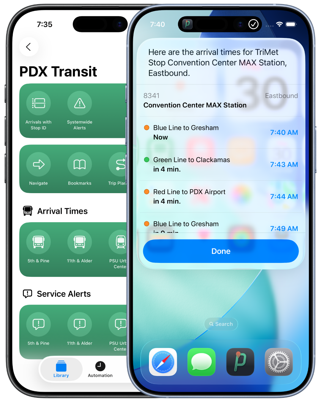 PDX Transit App Shortcuts
