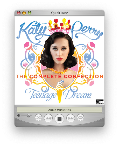 QuickTune 7 streaming Katy Perry on Apple Music Hits.